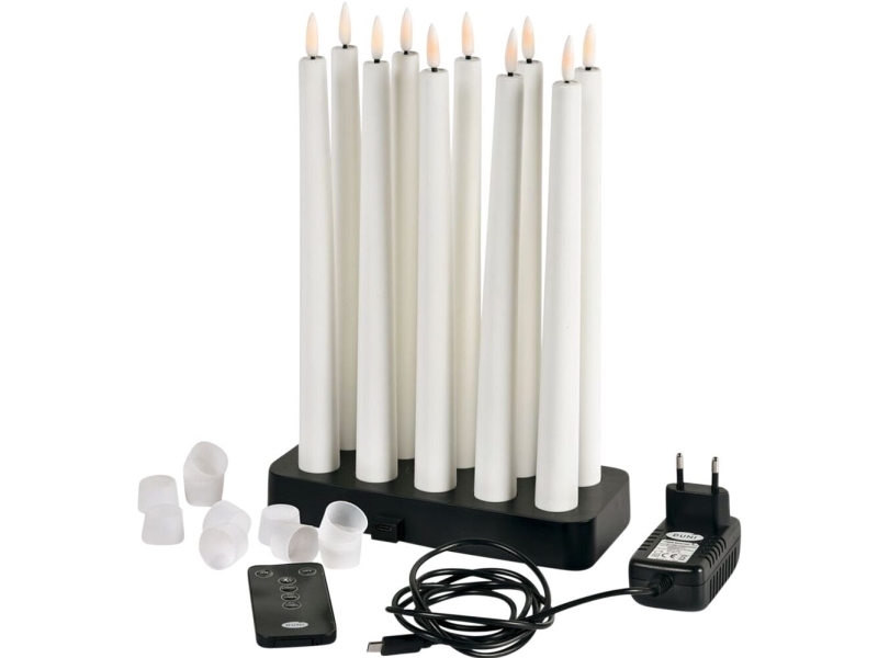 LED lys, Duni, 27,8cm, Ø2,3cm, hvid, 26 timer, sæt a 10 stk.