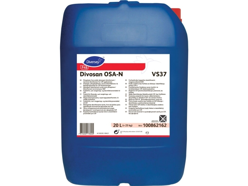 Rengørings- Og Desinfektionsmiddel, Diversey Divosan Osa-N Vs37, 20 L, Cip