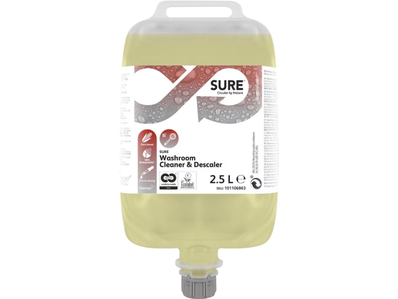 Sanitetsrengøring, Diversey Sure Washroom Cleaner & Descaler, 2,5 L, Qs, Sur/Kalkhæmmende - (2 Stk.)