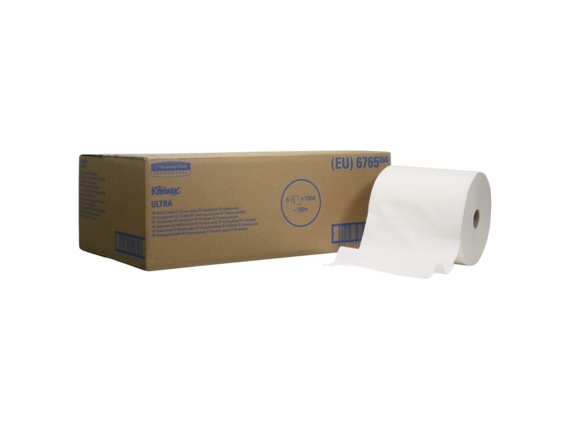 Handduksrulle, Kimberly-Clark Kleenex, 2-lagers, 180m x 19,8cm, vit | Rengöring - Avtorkning - Pappershandduk dispensrar | GameStuff