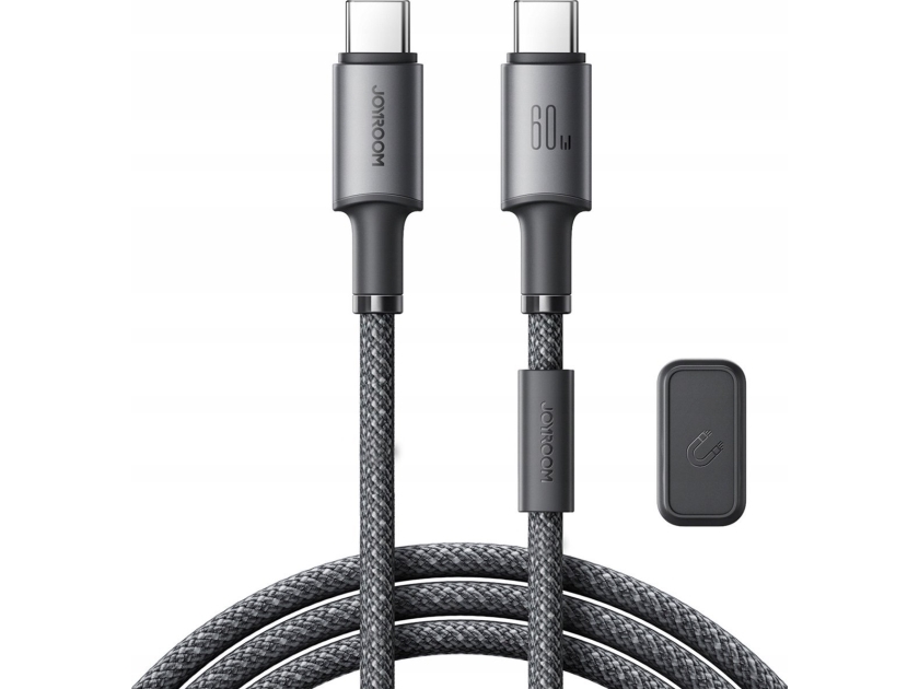 Joyroom S-A50 Unlimited Series 60W Usb-C - Usb-C-Kabel Med Magnetisk Organizer 1,2 M - Grå