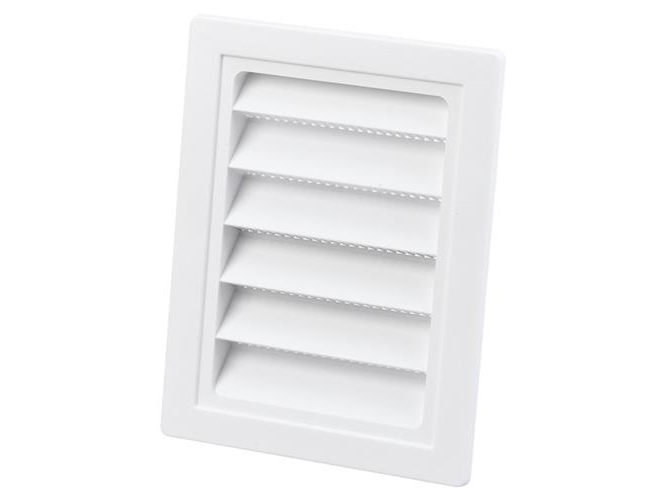 Duka jalousirist type 63.1 - PVC, Hvid, 100X150 mm, Passer til murgennnemføring type 201 | Ventilation & Klimat - Ventilationstillbehör - Utblås Galler | GameStuff