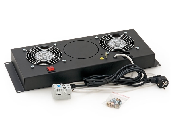 Triton 19" Vertical Fan Unit - 2 Fans, Sort, 4U