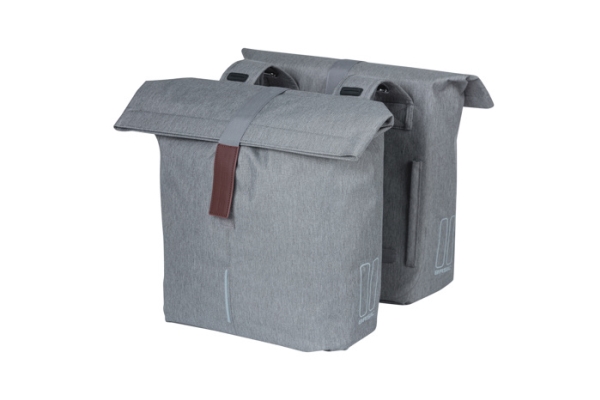 Basil City, Bagside, Cykeltaske, Polyester, Grå, 28 L, 10 Kg