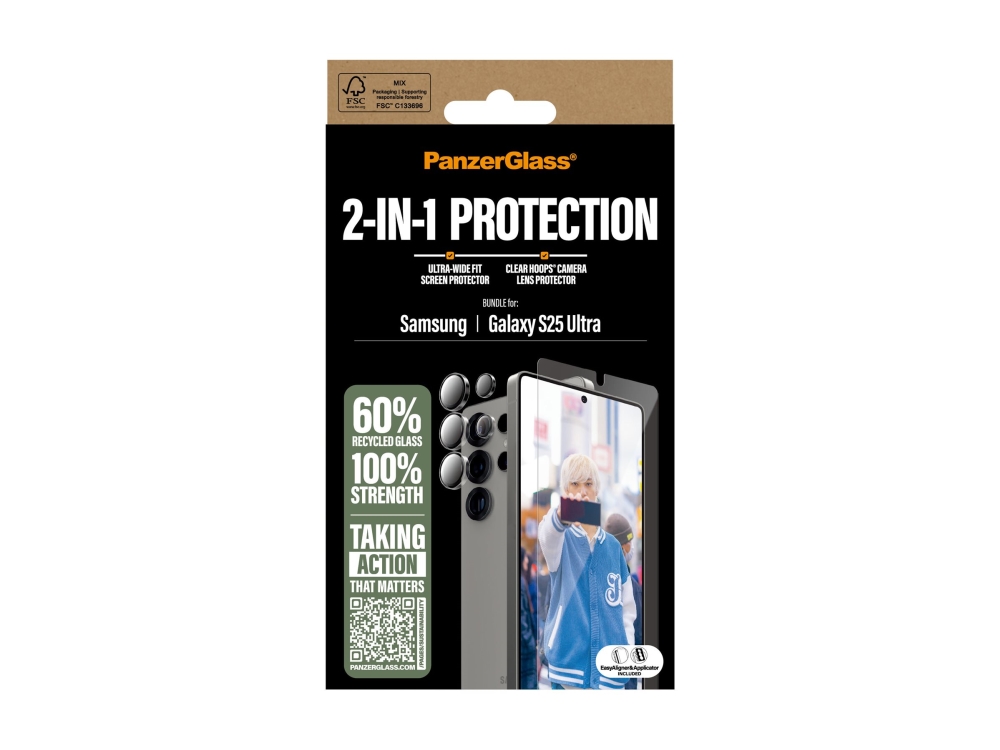 Panzerglass 2-In-1 Set Samsung Galaxy S25 Ultra, Samsung, Samsung - Galaxy S25 Ultra, Trockene Anwendung, Kratzresistent, Schockresistent, Transpar