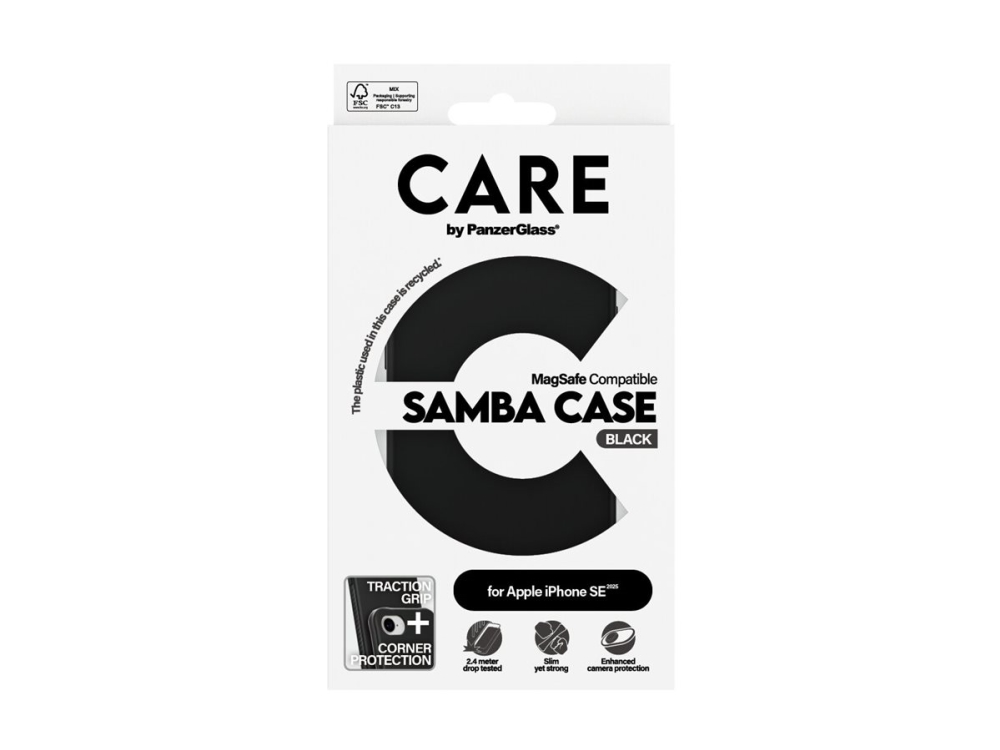 CARE by PanzerGlass Samba - Baksidesskydd för mobiltelefon - moderna - MagSafe-kompatibilitet - termoplastisk polyuretan (TPU) - svart - för Apple iPhone 16e | Tele & GPS - Mobil tillbehör - Skydd & Väskor | GameStuff