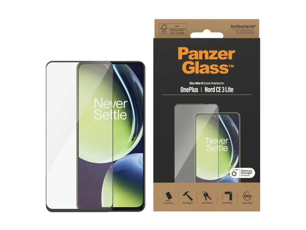 Panzerglass Displayschutz Oneplus Nord Ce 3 Lite 5G | Ultra-Wide Fit, Oneplus, Oneplus - Nord Ce 3 Lite 5G, Trockene Anwendung, Kratzresistent, Sch