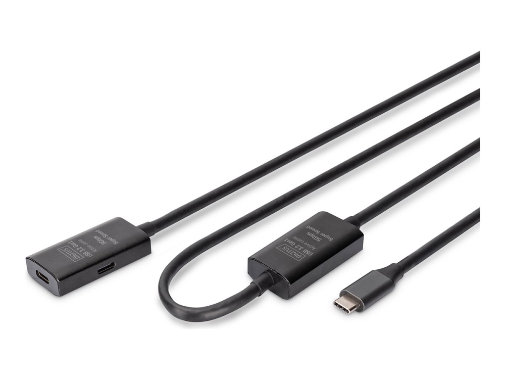 DIGITUS - USB-förlängningskabel - USB-C (hane) till USB-C (hona) - USB 3.1 - 5 V - 10 m - svart