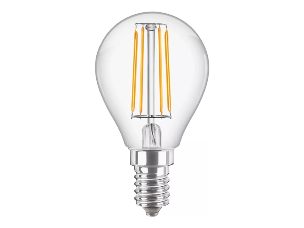Philips CorePro LEDluster - LED-glödlampa med filament - form: P45 - klar finish - E14 - 4.3 W (motsvarande 40 W) - klass F - varmt vitt ljus - 2700 K | Belysning - Ljuskälla - E14 Ljuskälla | GameStuff