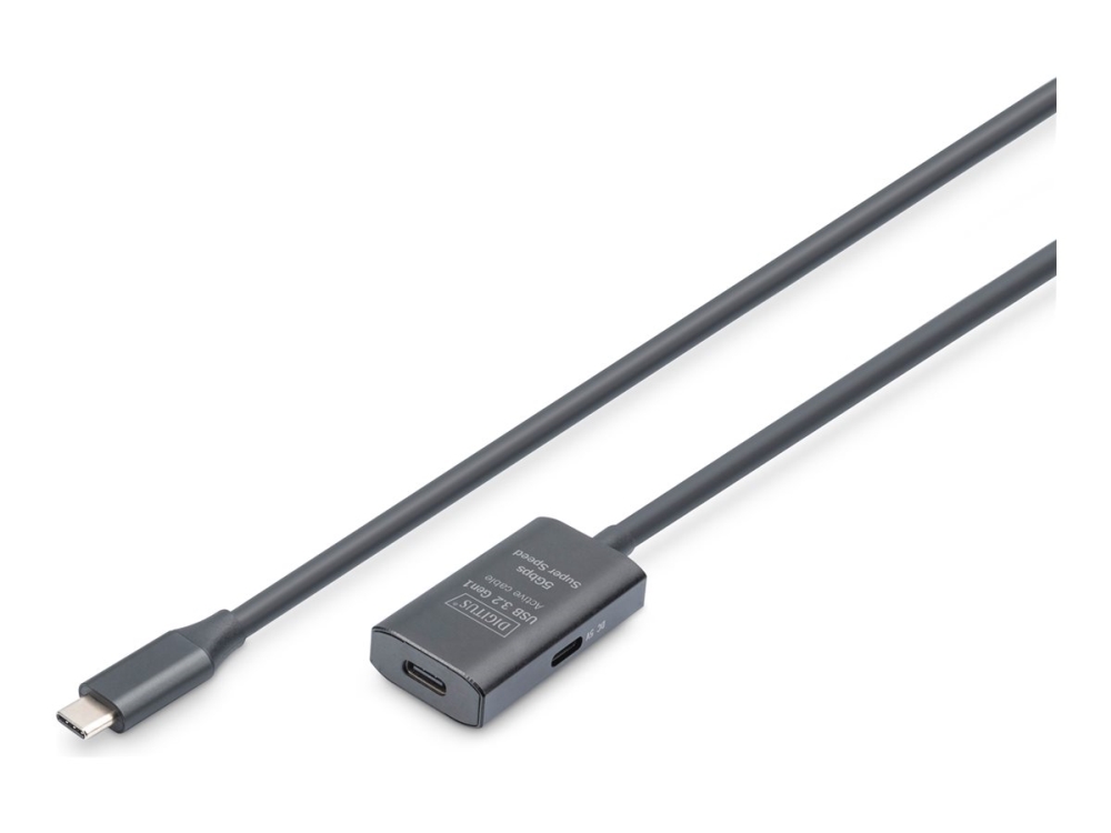 DIGITUS - USB-förlängningskabel - 24 pin USB-C (hane) till 24 pin USB-C (hona) - USB 3.1 - 5 V - 5 m - svart | Datortillbehör - Kablar & adaptrar - Datakablar | GameStuff