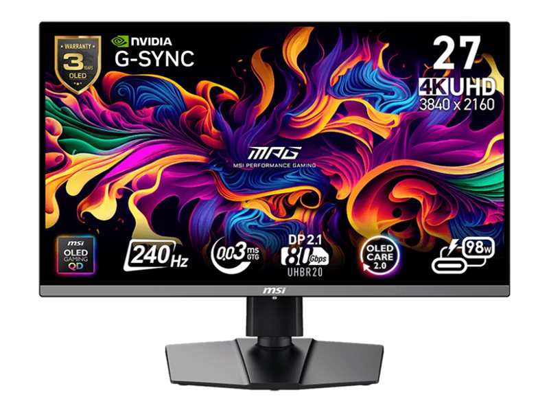 Msi Mpg 272urx Oled Monitor Spel 27  " 26.5  " Visbar 3840 X 2160 Uhd @ 240 Hz 1000 Cd/m² 1500000:1 Displayhdr 400 True Black 0.03 Ms