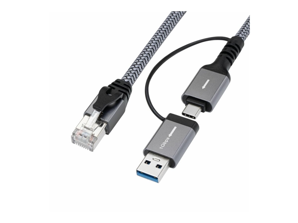 Microconnect - Netværkskabel - Rj-45 (Han) Til Usb Typ A, 24 Pin Usb-C - 5 M - Ftp - Cat 6 - Usb 3.0 - Sort