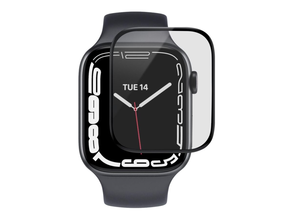 Estuff Titan Shield - Skærmbeskytter For Smart Watch - Fleksibel, Hybrid - Glas - Rammefarve Sort - For Apple Watch (40 Mm)