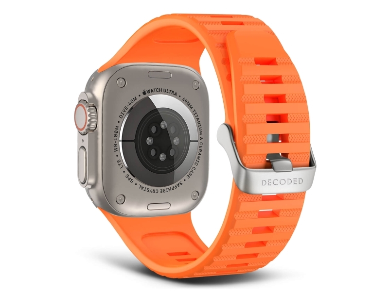 Decoded D24aws49uts1ah, Uhrenarmband, Apple, Watch Series, Silikon, Edelstahl, Orange