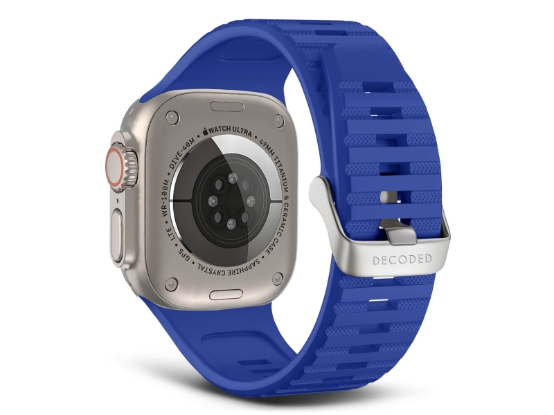 Decoded D24aws49uts1gt, Uhrenarmband, Apple, Watch Series, Silikon, Edelstahl, Blau