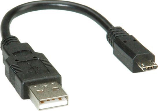 Roline 11.02.8310, 0,15 M, Micro-Usb B, Usb A, Usb 2.0, Hanstik/Hanstik, Sort