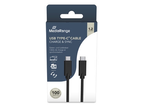 Mediarange Usb-C Skuffe/Dato-Kabel Usb 3.1 10Gbit/S 1.2M Sw