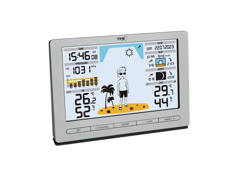 TFA-Dostmann Meteo Jack, Silver, Inomhushygrometer, Inomhustermometer, Utomhusbarometer, Utomhushygrometer, Utomhustermometer, Barometer, hygrometer, Termometer, Barometer, hygrometer, Termometer, Plast, 10 - 99% | Trädgården - Trädgårdstillbehör - Väderstationer & termometrar | GameStuff