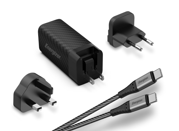 Energizer Ultimate - Multiplug Eu / Uk / Us Gan Usb-C &Amp Usb-A 65W Pd Netoplader + Usb-C Kabel (Sort)