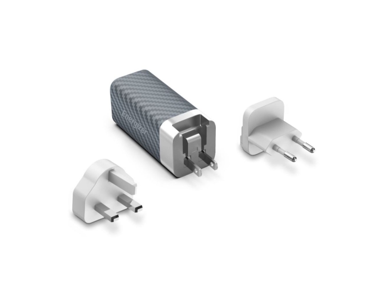 Energizer Ultimate - Multiplug Eu / Uk / Us Gan Usb-C &Amp Usb-A 65W Pd Netoplader (Sølv)