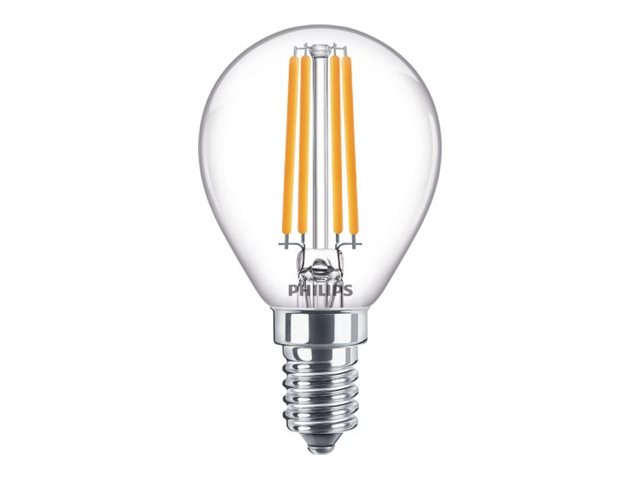 Philips CorePro - LED-glödlampa med filament - form: P45 - klar finish - E14 - 6.5 W (motsvarande 60 W) - klass E - varmt vitt ljus - 2700 K | Belysning - Ljuskälla - E14 Ljuskälla | GameStuff