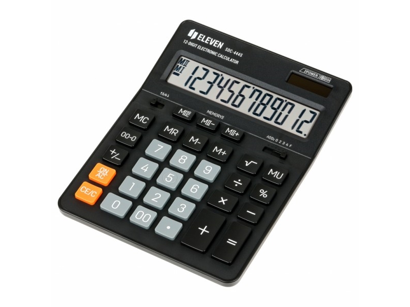 Eleven Eleven Taschenrechner Sdc444s, Schwarz, Desktop, 12 Plätze, Duales Netzteil