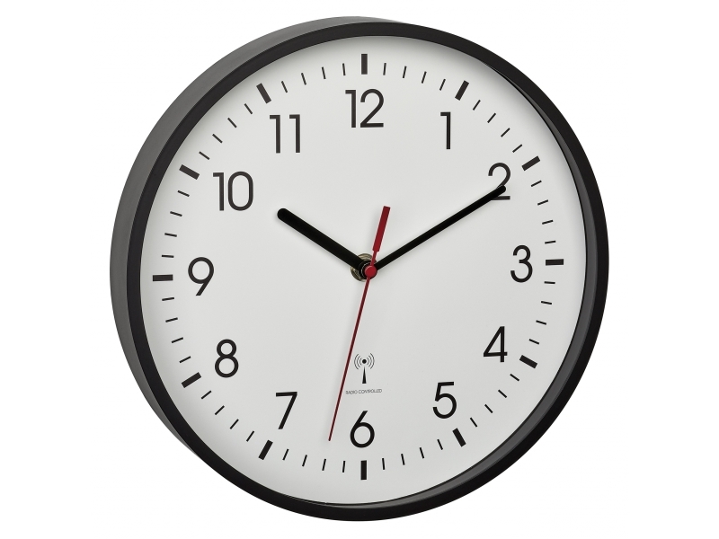 Tfa-Dostmann 60.3550.01, Wand, Analoge Uhr, Rund, Schwarz, Kunststoff, Glas