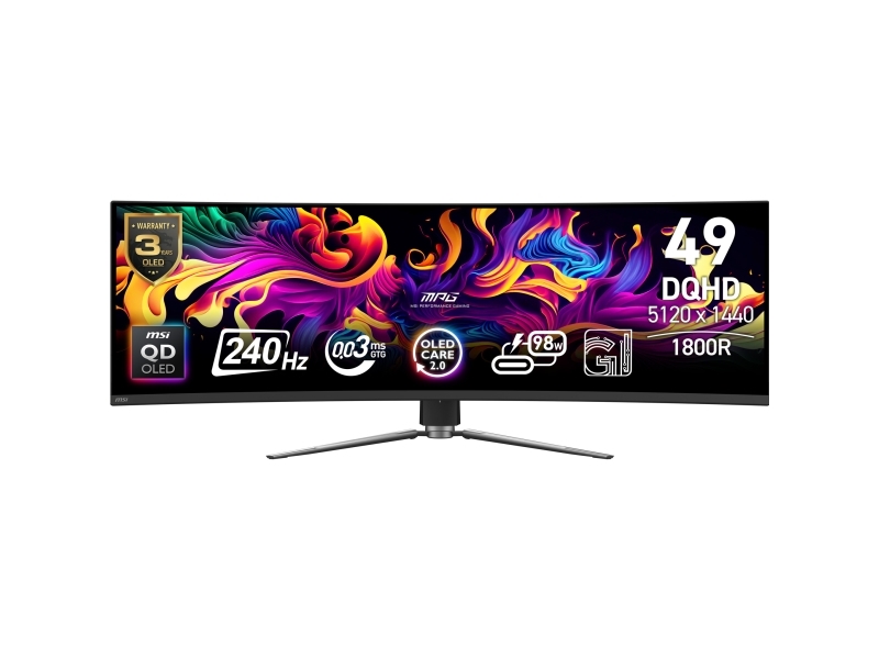 Msi Mpg 491cqpxde Qd Oled 124 5 Cm 49  " 5120 X 1440 Pixlar Dual Qhd Qd Oled 0 03 Ms Svart