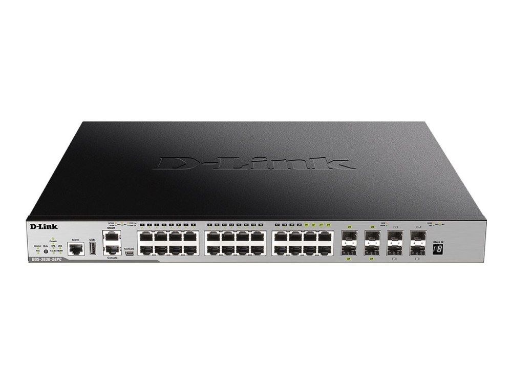 D-Link Dgs-3630-28Pc/Si, Managed, L3, Gigabit Ethernet (10/100/1000), Vollduplex, Power Over Ethernet (Poe), Rack-Einbau