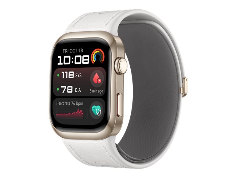 Huawei Watch D2 - Guld aluminiumlegering - smart klocka med rem - composite leather - vit - handleds: 161-210 mm - display 1.82 - Bluetooth, NFC - 40 g