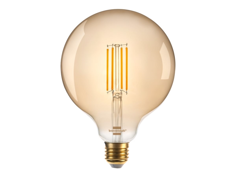 Brennenstuhl - Led-Filament-Lyspære - Form: Kugle - E27 - 4.9 W - Klasse F - Varmt Hvidt Lys - 2200 K - Gylden