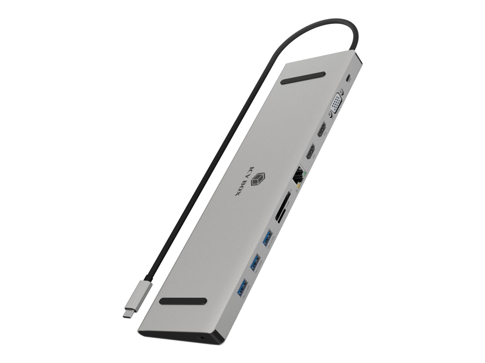 Icy Box Ib-Dk2106a-Cpd, Usb Type-C 11 In 1 Notebook Dockingstation Mit Dreifacher Videoausgabe, Kabelgebunden, Usb 3.2 Gen 1 (3.1 Gen 1) Type-C, 100