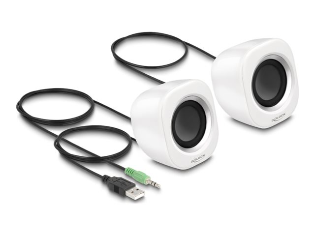 Delock - Højttalere - Til Pc - 2 Watt (Total) - Hvid