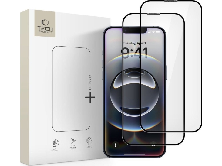 Hofi Gehärtetes Glas Tech-Protect Glass Fit+ 2Er-Set Für Iphone 16E Black