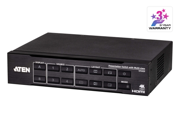 4 X 2 True 4K Hdmi Presentation Matrix Switch W/Multi View