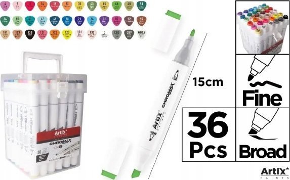 ARTIX alkoholipitoiset kaksipuoliset tussit 36 väriä MP
