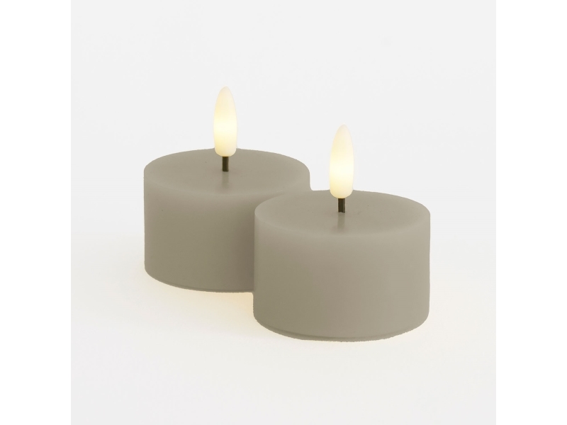 Sille Teelichter 2Er Set, Ø6xh3,4Cm, Warm Grey