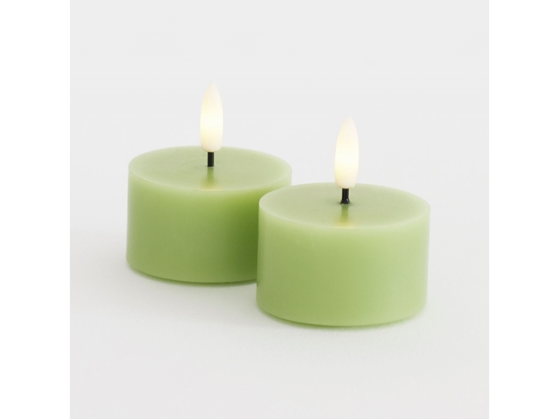Sirius - Sille Fyrfadslys 2 stk. sæt, Ø6xH3,4 cm, Forårsgrøn