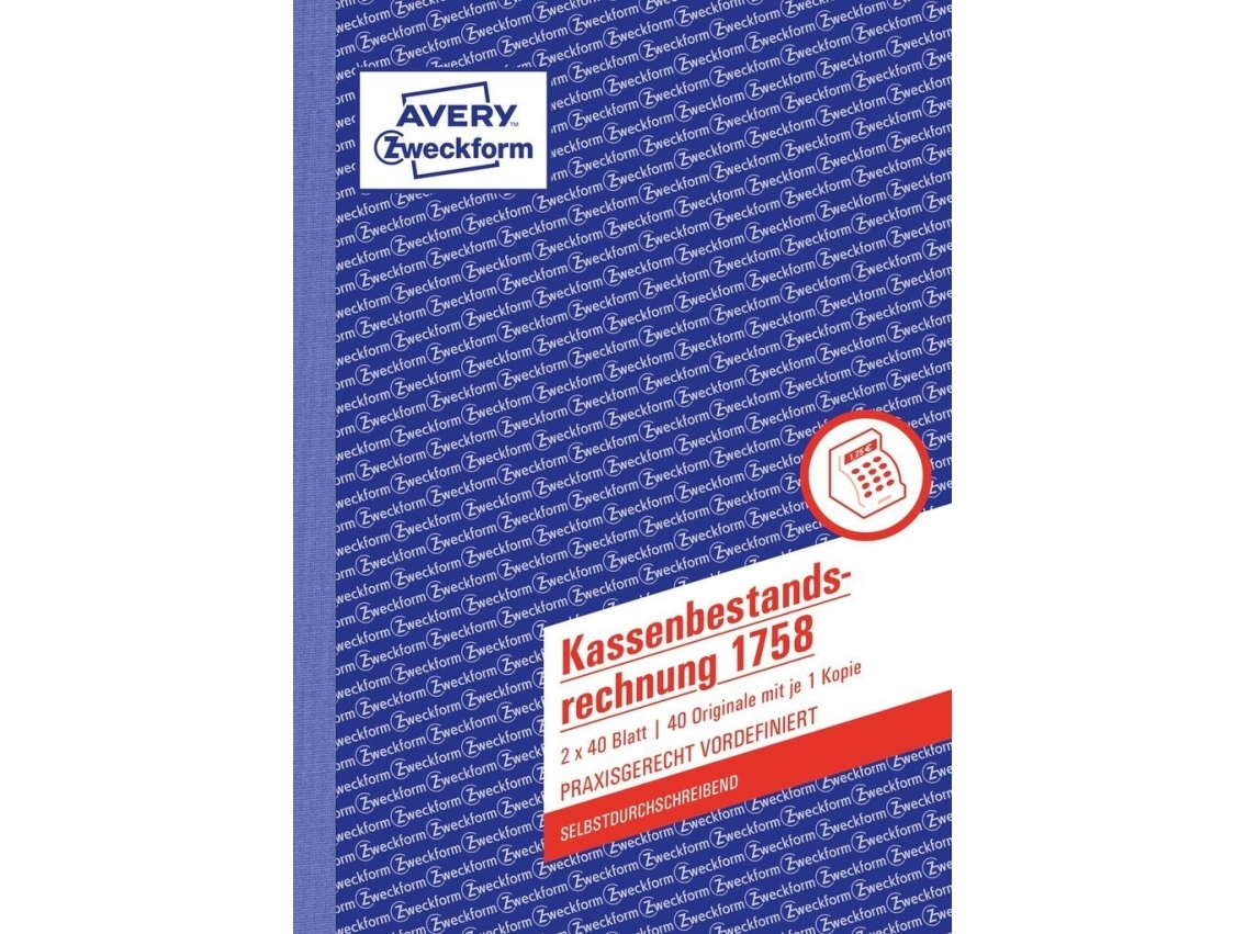 Avery 1758, Vit, Gul, Kartong, A5, 148 x 210 mm, 40 sidor, 2 styck | Papper & Emballage - Block & Post-It - Blanketter & bokföring | GameStuff