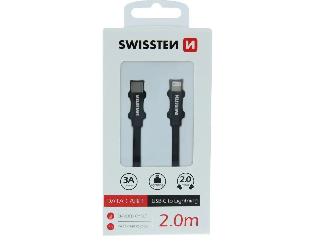 Swissten Tekstil Usb-C/Lightning 2,0 M Sort