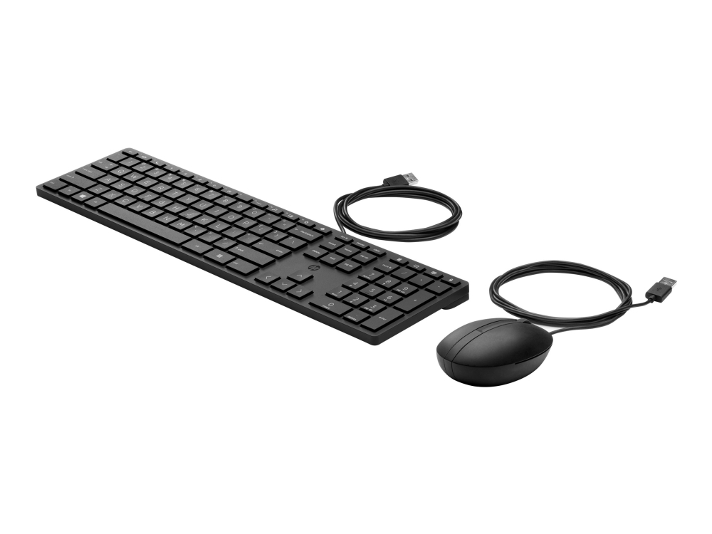 HP Desktop 320MK - Sæt med mus og tastatur - 3-zones layout, lav profil tastetryk - full size - USB - QWERTY - Internationalt engelsk - sort - Smart Buy