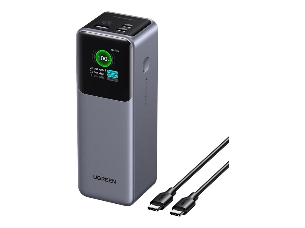 Ugreen Nexode - Powerbank - 5 / 9 / 12 / 15 / 20 V - 200 Watt - Litiumion - 25000 mAh - 90 Wh - output-stikforbindelser: 3