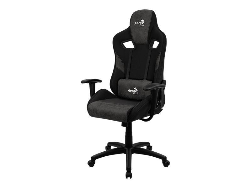 Aerocool Count - Stol - Ergonomisk - Lænestol - Armstøtter - Drejeled - High-Density Skum, Premium Stof, Mikrofiber, Ruskind - Jernsort