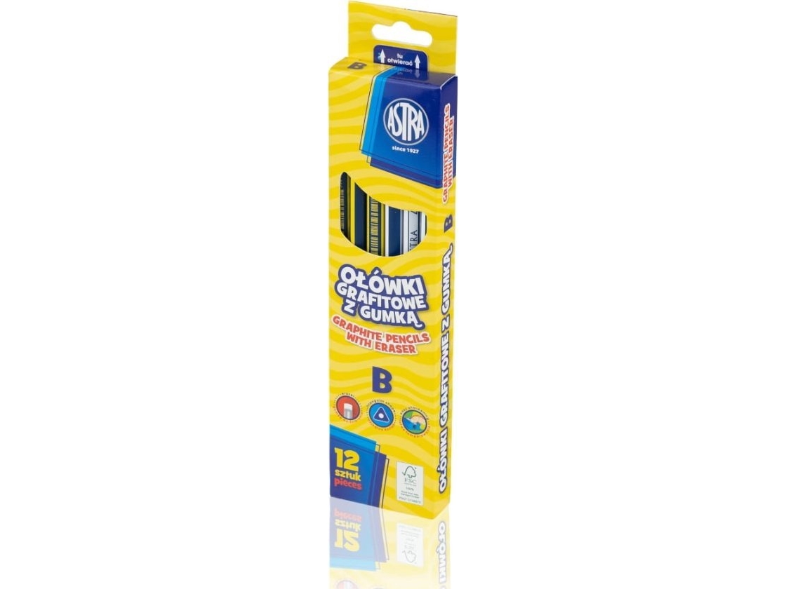 Astra Graphitstift B Mit Radiergummi 206120011 Combined 12Pcs