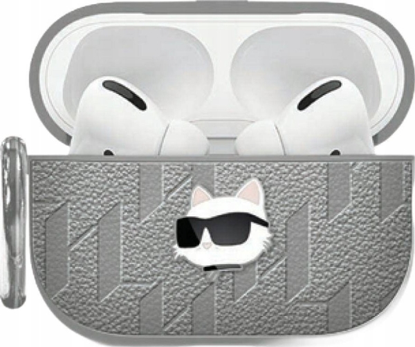 Etui Karl Lagerfeld Monogram Choupette Head Do Apple Airpods 4 Srebrny