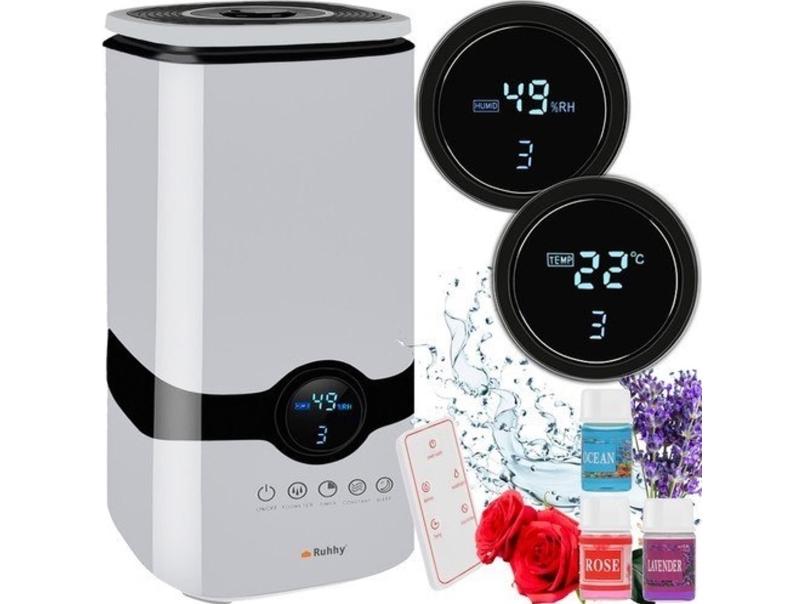 Ruhhy luftfuktare Ultraljudsluftfuktare 4l med aromaterapi och jonisering + 3 oljor | Ventilation & Klimat - Ventilation - Luftfuktare | GameStuff