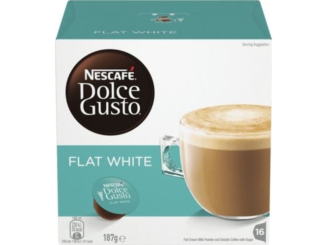 Nescafé Dolce Gusto Flat White, Kaffekapsel, 16 kopper, Flerfarvet, Nescafé, Kasse, 16 stk