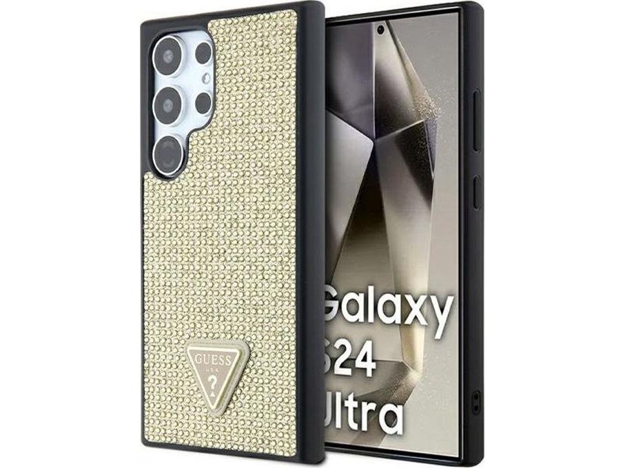 Fodral Guess För Samsung Galaxy S24 Ultra Guhcs24lhdgppd Guld Hc Rhinestone Triangle