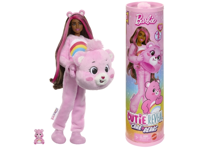 Barbie-dukke fra Cutie Reveal Lucky Bears-serien med tilbehør og Hurrabärchi-kostume, 10 overraskelser