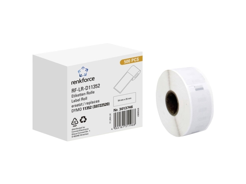 Renkforce Rf-6027492, Weiß, Selbstklebendes Druckeretikett, Etikettenrolle, Rolle, Papier, Thermodirekt
